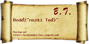 Bodánszki Teó névjegykártya